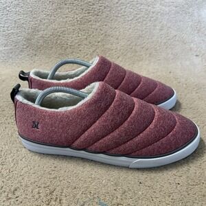 Hurley Puffer Slip On Shoes Sherpa Lined Cozy Comfort Red Heathered Sz 10M
